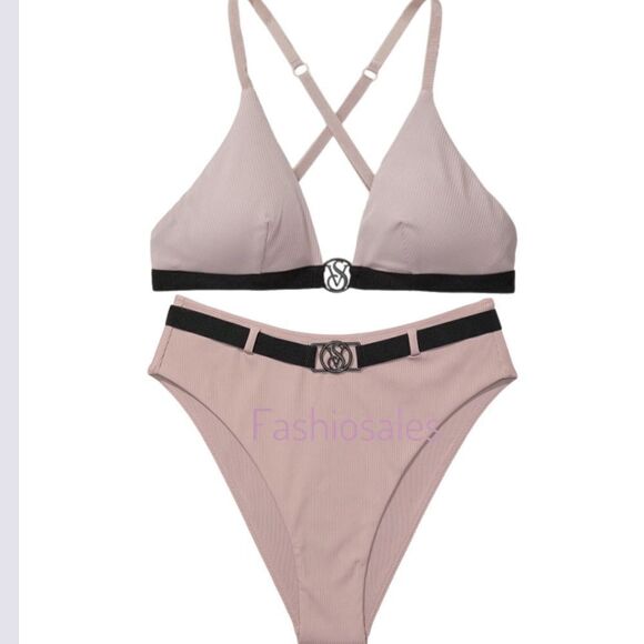 Victorias Secret Swim Wild Wanderer Triangle Bralette Bikini top and Bottoms Set - Picture 9 of 10